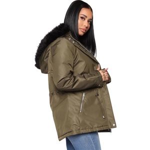 Fashion Nova Anorak Jacket Olive Medium